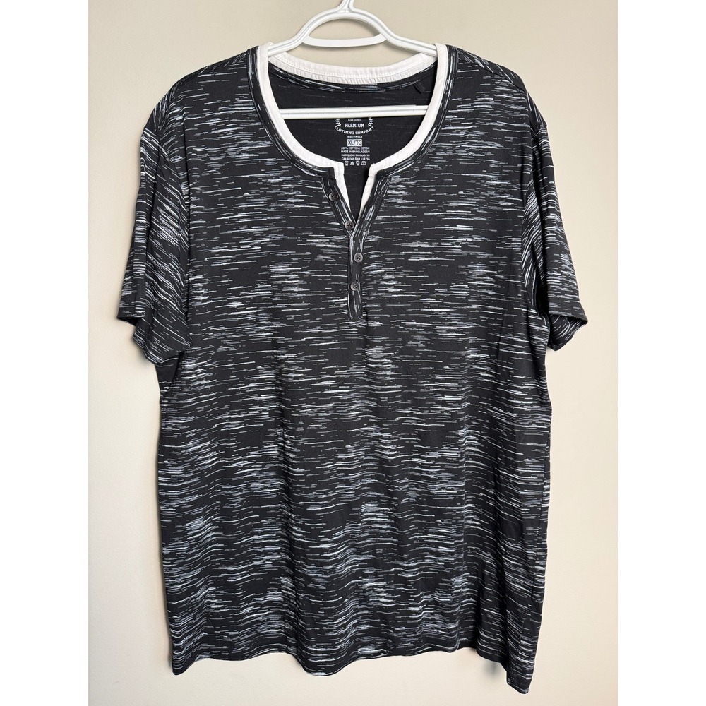 Urbanology Henley Shirt Space Dye Short Sleeve Skater Grunge Gorpcore XL